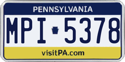 PA license plate MPI5378