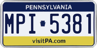PA license plate MPI5381