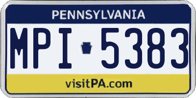 PA license plate MPI5383