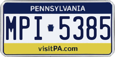 PA license plate MPI5385