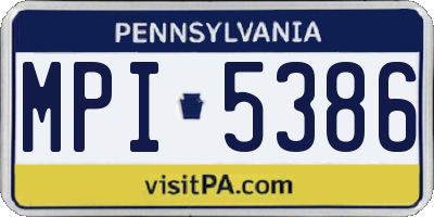 PA license plate MPI5386