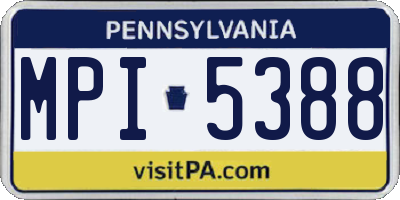 PA license plate MPI5388