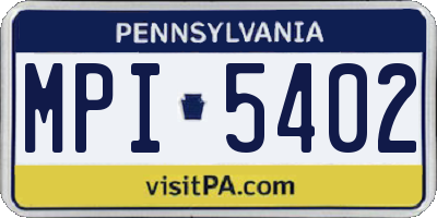 PA license plate MPI5402