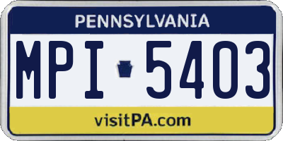 PA license plate MPI5403