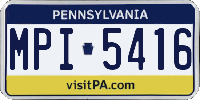 PA license plate MPI5416