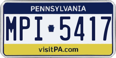 PA license plate MPI5417
