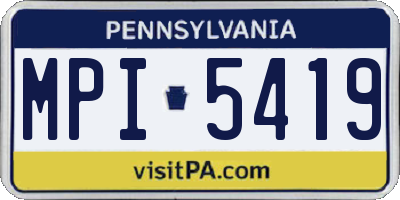 PA license plate MPI5419