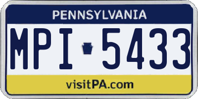PA license plate MPI5433