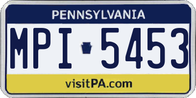 PA license plate MPI5453