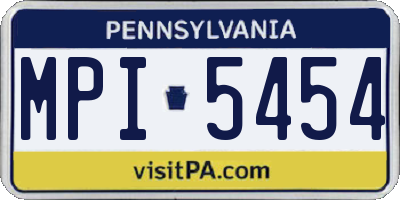 PA license plate MPI5454
