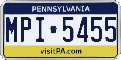 PA license plate MPI5455