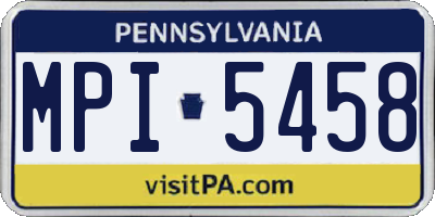 PA license plate MPI5458