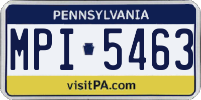 PA license plate MPI5463