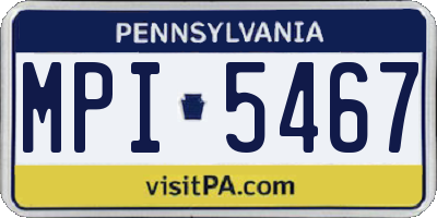 PA license plate MPI5467
