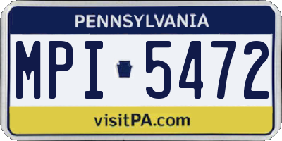 PA license plate MPI5472