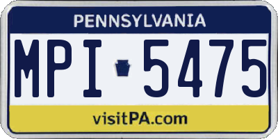 PA license plate MPI5475