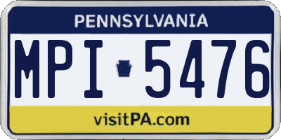 PA license plate MPI5476