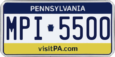 PA license plate MPI5500
