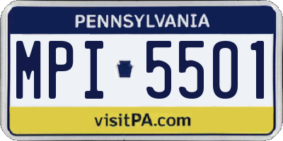 PA license plate MPI5501