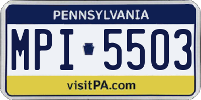 PA license plate MPI5503