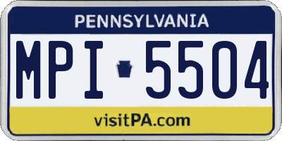 PA license plate MPI5504