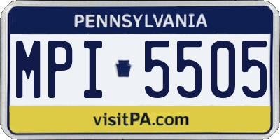 PA license plate MPI5505
