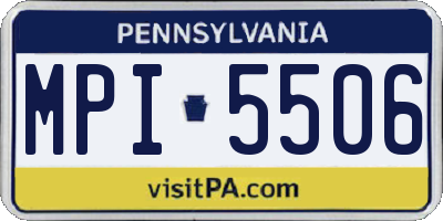 PA license plate MPI5506