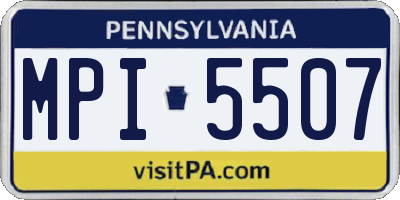 PA license plate MPI5507