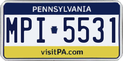 PA license plate MPI5531