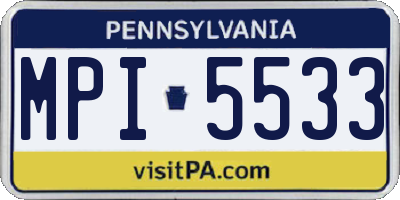 PA license plate MPI5533