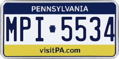 PA license plate MPI5534