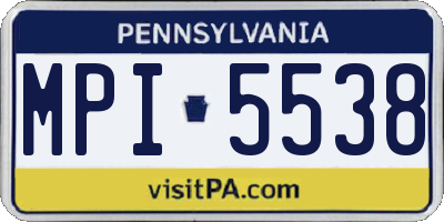 PA license plate MPI5538