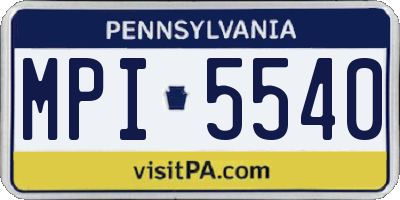 PA license plate MPI5540