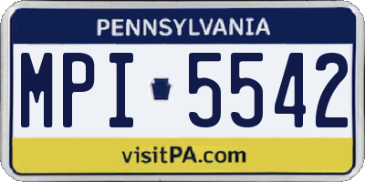 PA license plate MPI5542