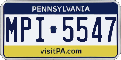 PA license plate MPI5547