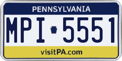 PA license plate MPI5551