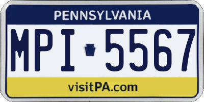 PA license plate MPI5567
