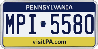 PA license plate MPI5580
