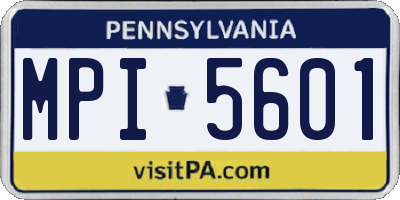 PA license plate MPI5601