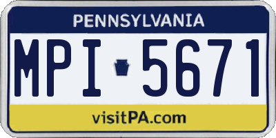 PA license plate MPI5671