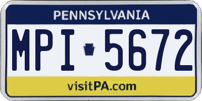 PA license plate MPI5672