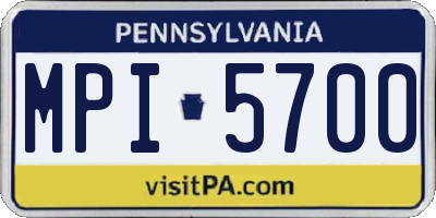 PA license plate MPI5700
