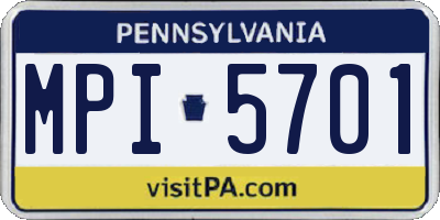 PA license plate MPI5701