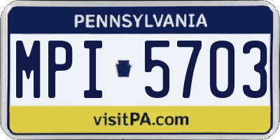 PA license plate MPI5703