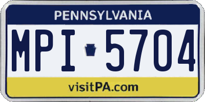 PA license plate MPI5704