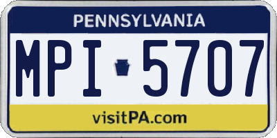PA license plate MPI5707
