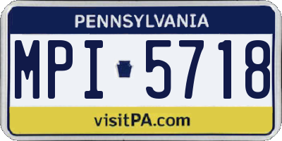 PA license plate MPI5718