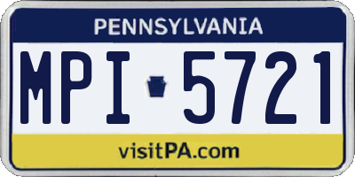 PA license plate MPI5721