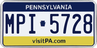 PA license plate MPI5728