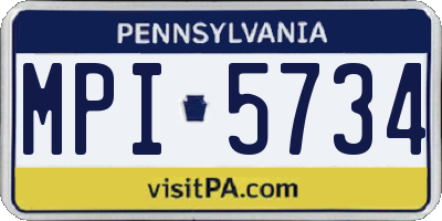PA license plate MPI5734